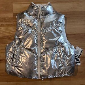 Stevie by Steve Madden Metallic Silver Puffer Vest